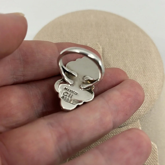 💍 Vintage CII Mexico Sterling Silver Blue Lace Agate Ring - Size 7, 10.5g - Picture 15 of 15